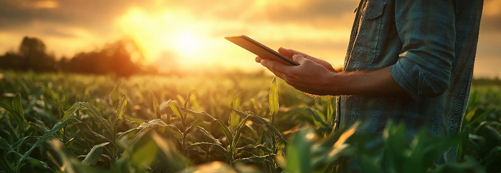 Connecting with Madhuvan — farmer using phone in a golden crop field